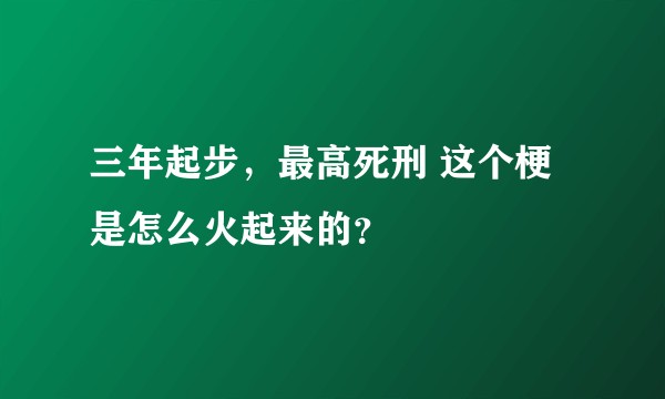 三年起步，最高死刑 这个梗是怎么火起来的？