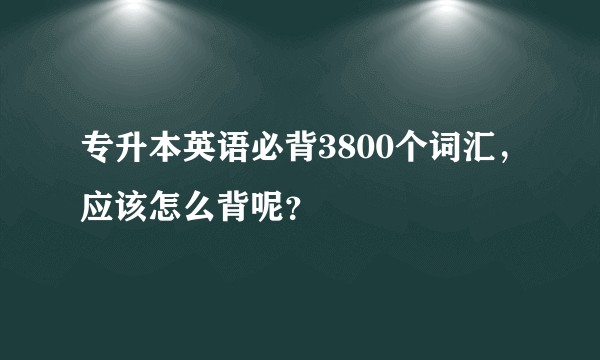 专升本英语必背3800个词汇，应该怎么背呢？