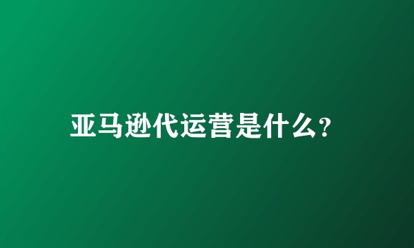 亚马逊代运营是什么？