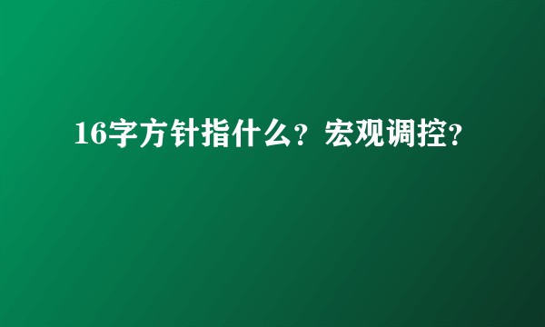 16字方针指什么？宏观调控？