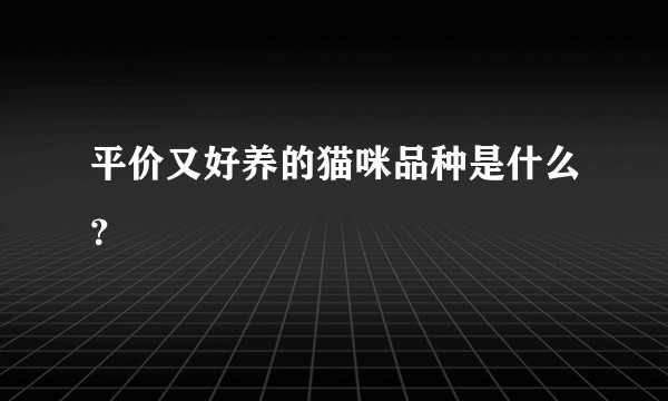 平价又好养的猫咪品种是什么？