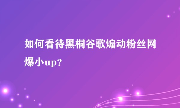 如何看待黑桐谷歌煽动粉丝网爆小up？