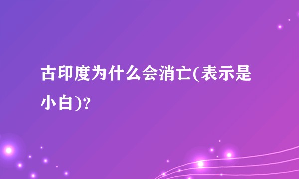古印度为什么会消亡(表示是小白)？