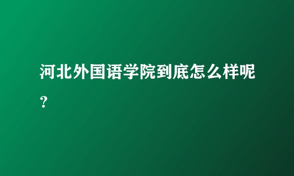 河北外国语学院到底怎么样呢？