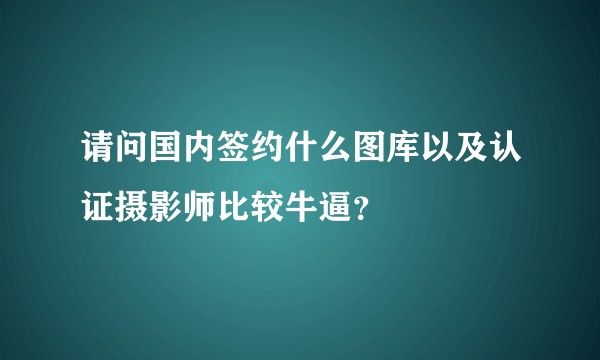 请问国内签约什么图库以及认证摄影师比较牛逼？