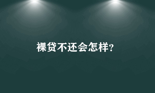 裸贷不还会怎样?