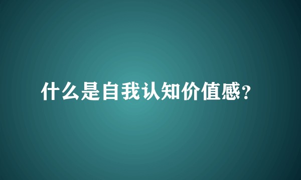 什么是自我认知价值感？