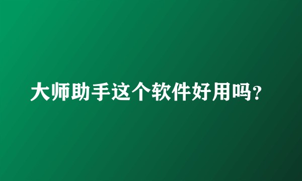 大师助手这个软件好用吗？