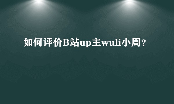 如何评价B站up主wuli小周？