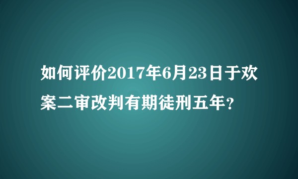 如何评价2017年6月23日于欢案二审改判有期徒刑五年?
