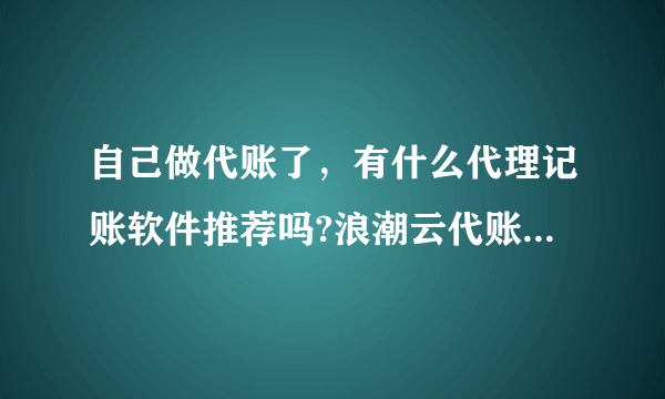 自己做代账了，有什么代理记账软件推荐吗?浪潮云代账怎么样？
