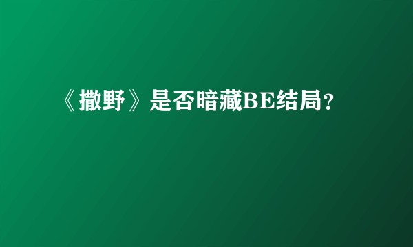 《撒野》是否暗藏BE结局？