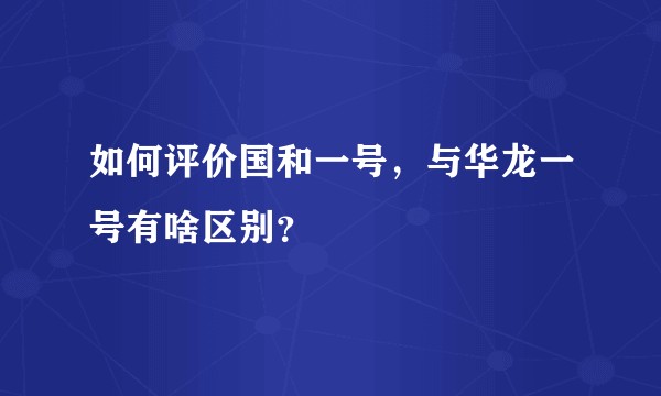 如何评价国和一号，与华龙一号有啥区别？