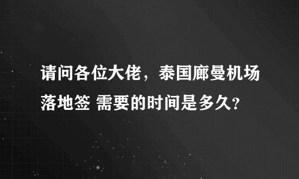 请问各位大佬，泰国廊曼机场落地签 需要的时间是多久？