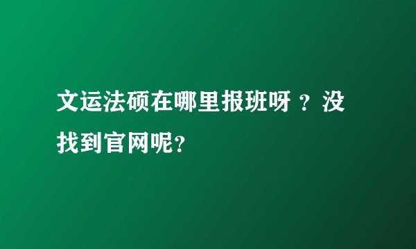 文运法硕在哪里报班呀 ？没找到官网呢？