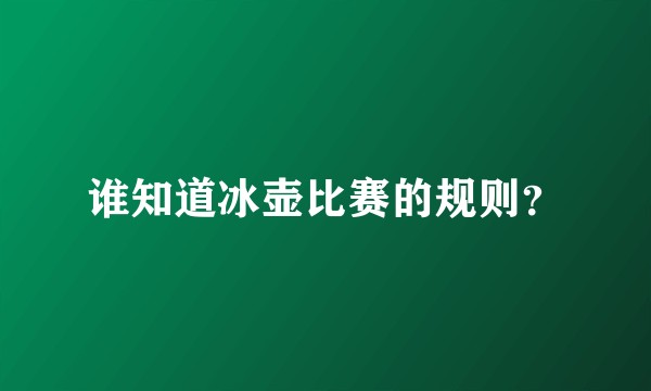 谁知道冰壶比赛的规则？