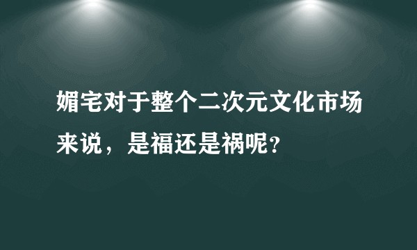 媚宅对于整个二次元文化市场来说,是福还是祸呢?