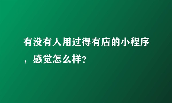 有没有人用过得有店的小程序，感觉怎么样？