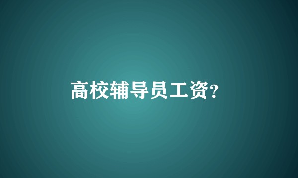 高校辅导员工资？