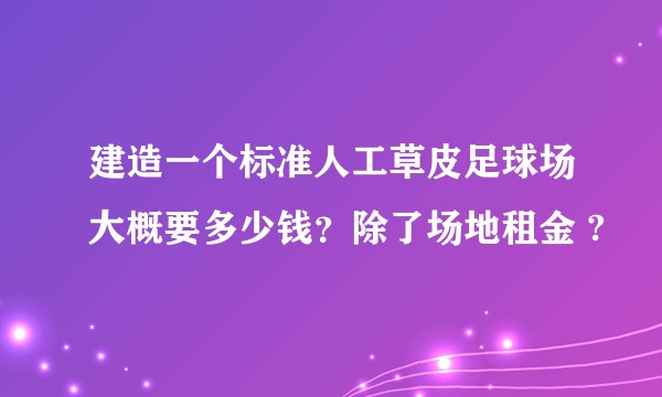 建造一个标准人工草皮足球场大概要多少钱？除了场地租金 ?