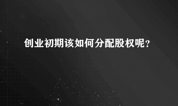 创业初期该如何分配股权呢？