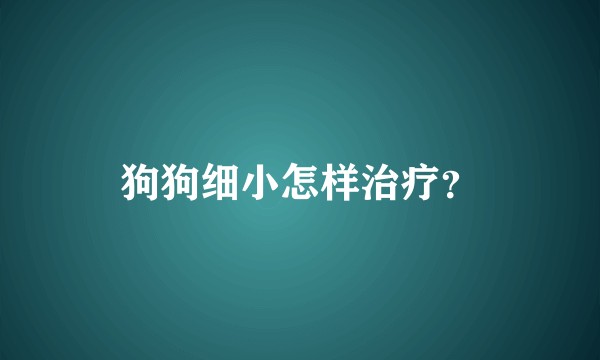狗狗细小怎样治疗？