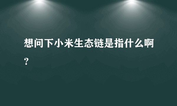 想问下小米生态链是指什么啊？