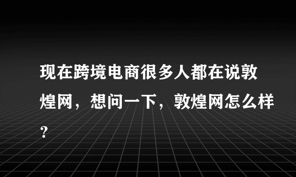 现在跨境电商很多人都在说敦煌网，想问一下，敦煌网怎么样？