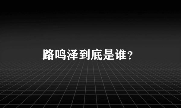 路鸣泽到底是谁？