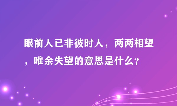 眼前人已非彼时人，两两相望，唯余失望的意思是什么？