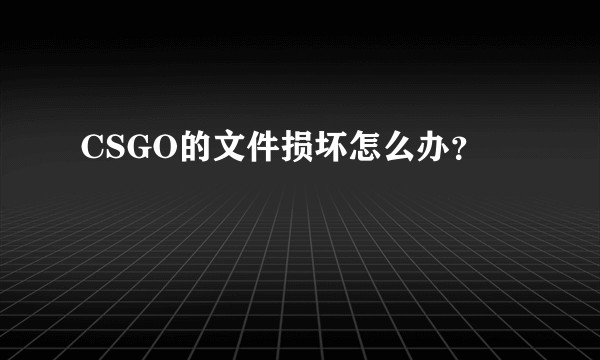 CSGO的文件损坏怎么办？