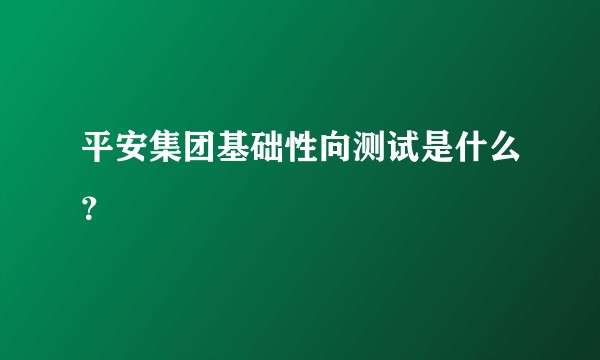 平安集团基础性向测试是什么？