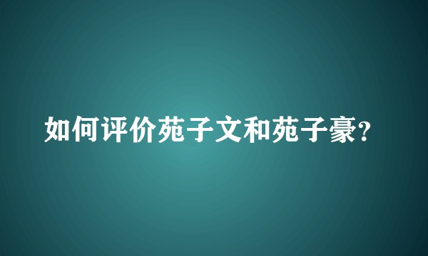 如何评价苑子文和苑子豪？