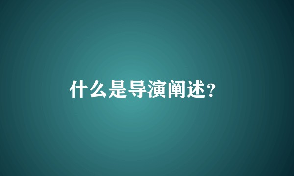 什么是导演阐述？