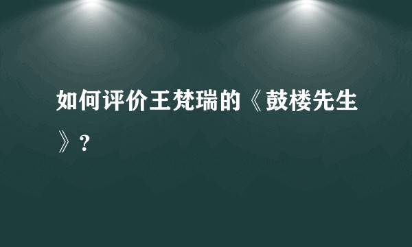 如何评价王梵瑞的《鼓楼先生》？
