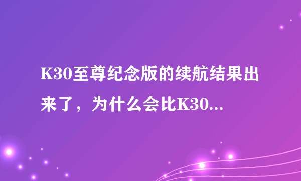 K30至尊纪念版的续航结果出来了，为什么会比K30PRO低这么多？