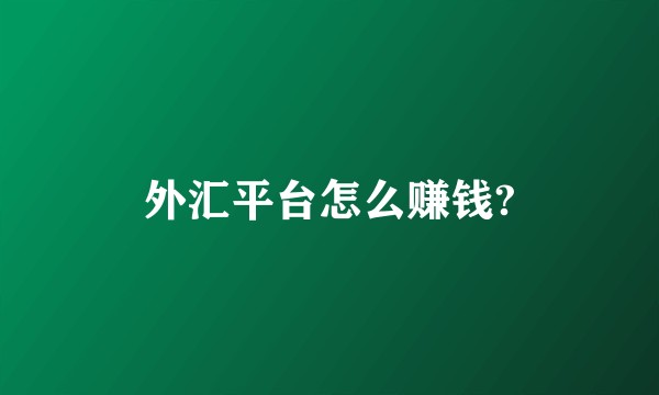 外汇平台怎么赚钱?