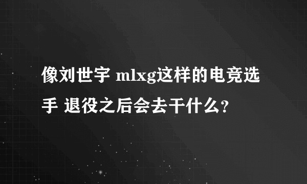 像刘世宇 mlxg这样的电竞选手 退役之后会去干什么？