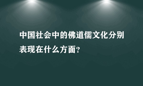 中国社会中的佛道儒文化分别表现在什么方面？