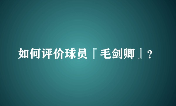 如何评价球员『毛剑卿』?