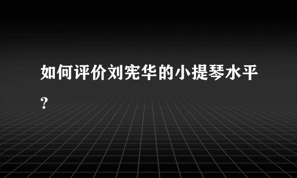 如何评价刘宪华的小提琴水平？
