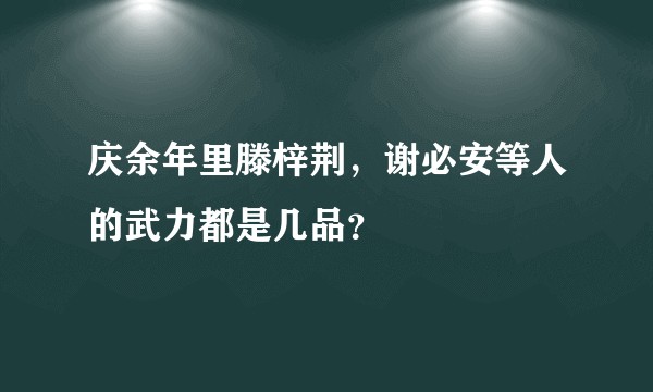 庆余年里滕梓荆，谢必安等人的武力都是几品？
