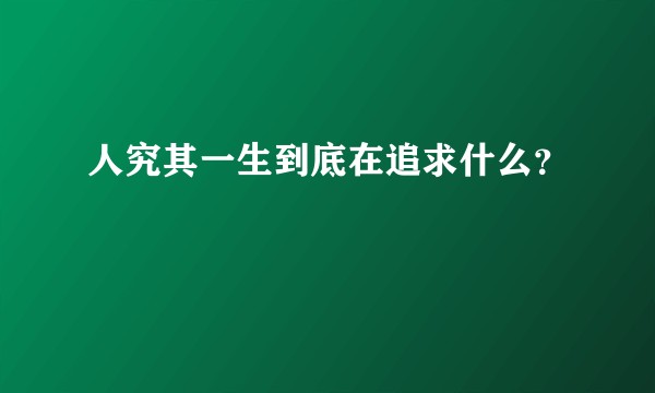 人究其一生到底在追求什么？