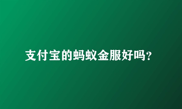 支付宝的蚂蚁金服好吗？