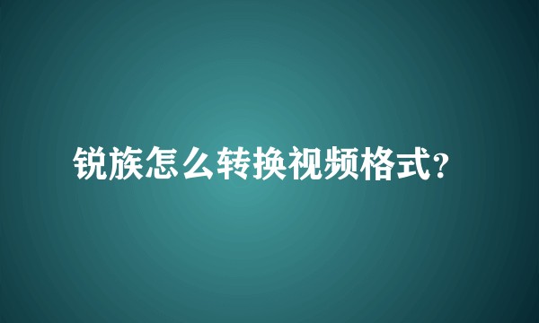 锐族怎么转换视频格式?