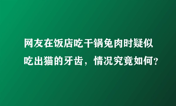网友在饭店吃干锅兔肉时疑似吃出猫的牙齿，情况究竟如何？