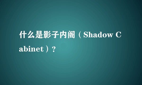什么是影子内阁（Shadow Cabinet）？