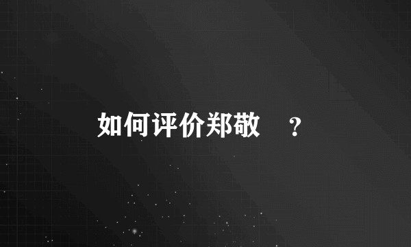 如何评价郑敬淏？