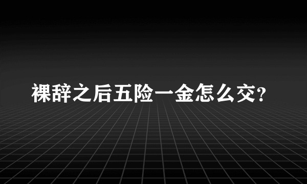 裸辞之后五险一金怎么交？