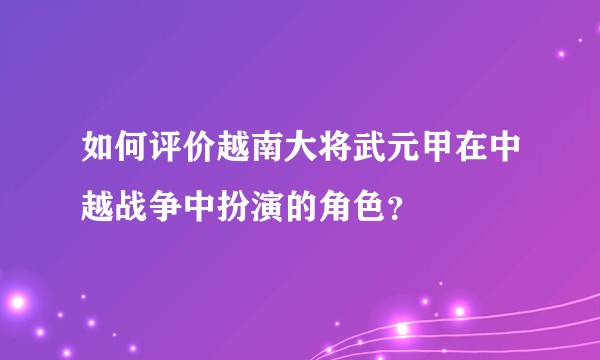 如何评价越南大将武元甲在中越战争中扮演的角色?